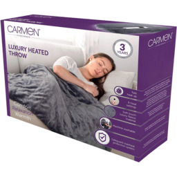 Carmen Grey Fleece Electric Heated Throw Over Blanket 160 x 130cm - Size: 160 x 130 x 1cm - Wilko - thumbnail 3
