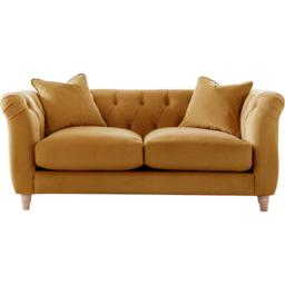 Elsie Chesterfield 5 Seater Ochre Plush Velvet Sofa Suite - Yellow - Wilko - thumbnail 4