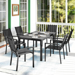 Outsunny 6 Seater Garden Dining Set Black - Wilko