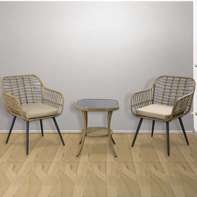 Furniture One 2 Seater Rattan Garden Lounge Set - Yellow - Wilko - image 1