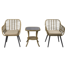 Furniture One 2 Seater Rattan Garden Lounge Set - Yellow - Wilko - thumbnail 4