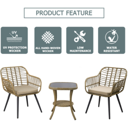 Furniture One 2 Seater Rattan Garden Lounge Set - Yellow - Wilko - thumbnail 5