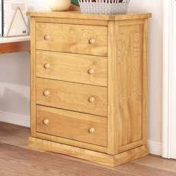 Cabinet Bits Lucca 4 Drawer Antique Wax Wood Knob Chest of Drawers - Brown - Wilko - thumbnail 1
