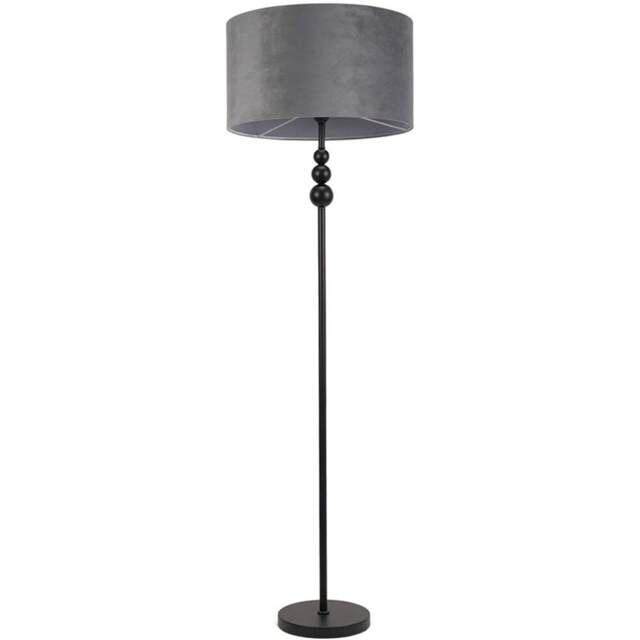 ValueLights Marissa Grey Velvet Shade Black Ball LED Floor Lamp - Size: 145 x 45 x 45cm - Wilko - image 1