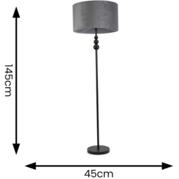 ValueLights Marissa Grey Velvet Shade Black Ball LED Floor Lamp - Size: 145 x 45 x 45cm - Wilko - thumbnail 6