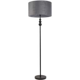 ValueLights Marissa Grey Velvet Shade Black Ball LED Floor Lamp - Size: 145 x 45 x 45cm - Wilko - thumbnail 1