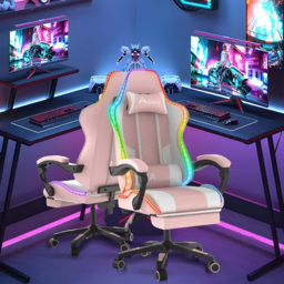 Alivio Pink PU Leather Wireless App Control LED Gaming Chair with Massage Lumbar Cushion - Size: 124 x 65.5 x 62cm - Wilko - thumbnail 4