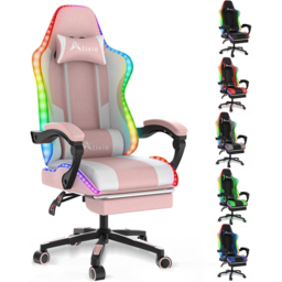 Alivio Pink PU Leather Wireless App Control LED Gaming Chair with Massage Lumbar Cushion - Size: 124 x 65.5 x 62cm - Wilko - thumbnail 3