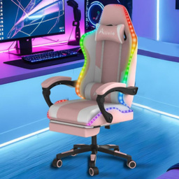 Alivio Pink PU Leather Wireless App Control LED Gaming Chair with Massage Lumbar Cushion - Size: 124 x 65.5 x 62cm - Wilko