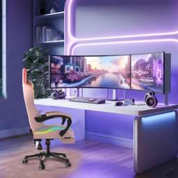Alivio Pink PU Leather Wireless App Control LED Gaming Chair with Massage Lumbar Cushion - Size: 124 x 65.5 x 62cm - Wilko - thumbnail 6