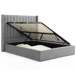 Atticus Super King Grey Velvet Ottoman Bed - Wilko - thumbnail 6