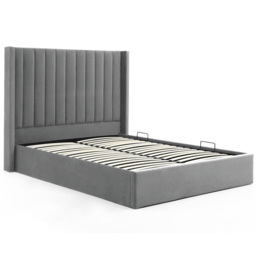 Atticus Super King Grey Velvet Ottoman Bed - Wilko - thumbnail 3