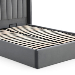 Atticus Super King Grey Velvet Ottoman Bed - Wilko - thumbnail 7