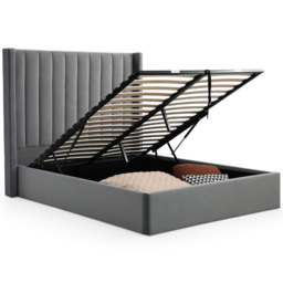 Atticus Super King Grey Velvet Ottoman Bed - Wilko - thumbnail 5