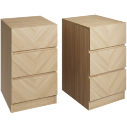 GFW Catania 3 Drawer Euro Oak Bedside Table Set of 2 - Brown - Wilko - thumbnail 3