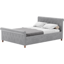 Home Vida Vittorio Double Light Grey Velvet Bed - Wilko - thumbnail 3