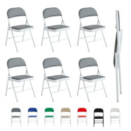Set of 6 Grey Padded Folding Metal Dining Chairs - MCC - Wilko - thumbnail 3