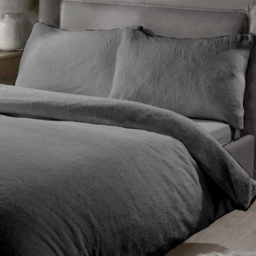 Rapport Home Teddy Double Charcoal Duvet Set - Grey - Wilko - thumbnail 3