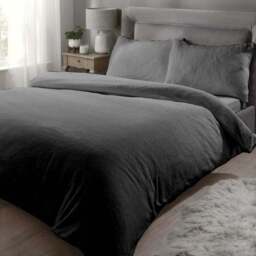 Rapport Home Teddy Double Charcoal Duvet Set - Grey - Wilko