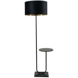 ValueLights Tavel Black LED Floor Lamp Table with Black and Gold Velvet Lamp Shade - Size: 146 x 54 x 35cm - Wilko - thumbnail 1
