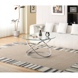 Comfy Living Silver Tempered Glass Coffee Table - Size: 45 x 90 x 90cm - Wilko - thumbnail 7