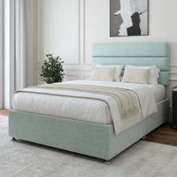 Bedmaster Super King Duck Egg Linen Divan Base with Milan Headboard - Blue - Wilko - thumbnail 1