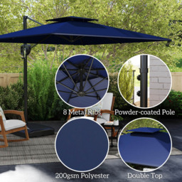 Outsunny Dark Blue Garden Cantilever Parasol - Size: 3m - Wilko - thumbnail 7