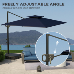 Outsunny Dark Blue Garden Cantilever Parasol - Size: 3m - Wilko - thumbnail 6