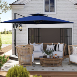 Outsunny Dark Blue Garden Cantilever Parasol - Size: 3m - Wilko - thumbnail 3