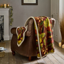 Deyongs Rust Winter Leaves Throw 130 x 170cm - Orange - Wilko - thumbnail 3