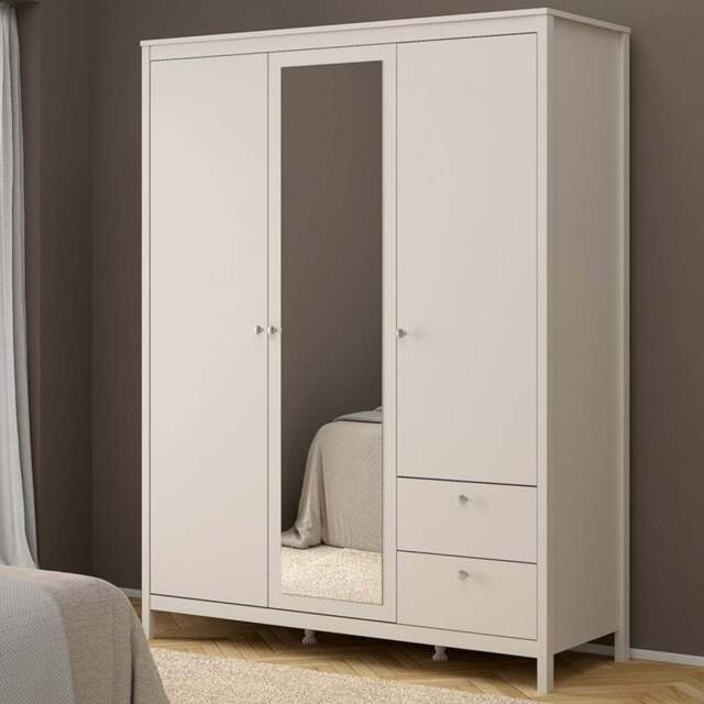 Florence Madrid 3 Door 2 Drawer Cashmere Wardrobe with Mirror - Size: 199 x 150 x 58.4cm - Wilko - image 1