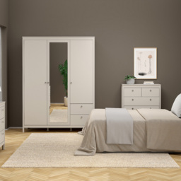 Florence Madrid 3 Door 2 Drawer Cashmere Wardrobe with Mirror - Size: 199 x 150 x 58.4cm - Wilko - thumbnail 6