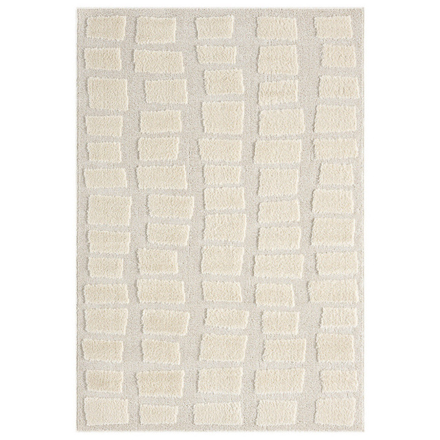 Desire Rugs Isabella Cream Embossed Cobble Rug 120 x 170cm - Wilko - image 1