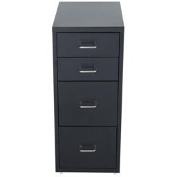 Living and Home Black 4 Tier Vertical File Cabinet with Wheels - Size: 68.5 x 28 x 41cm - Wilko - thumbnail 4