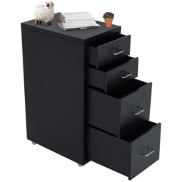Living and Home Black 4 Tier Vertical File Cabinet with Wheels - Size: 68.5 x 28 x 41cm - Wilko - thumbnail 5