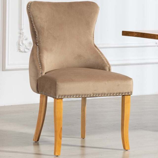 Artemis Home Orvino Set of 2 Brown Velvet Fabric Dining Chair - Wilko - image 1