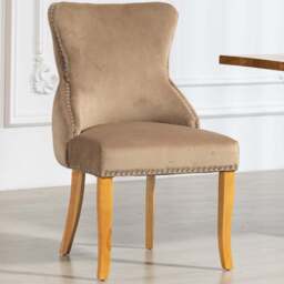 Artemis Home Orvino Set of 2 Brown Velvet Fabric Dining Chair - Wilko - thumbnail 1