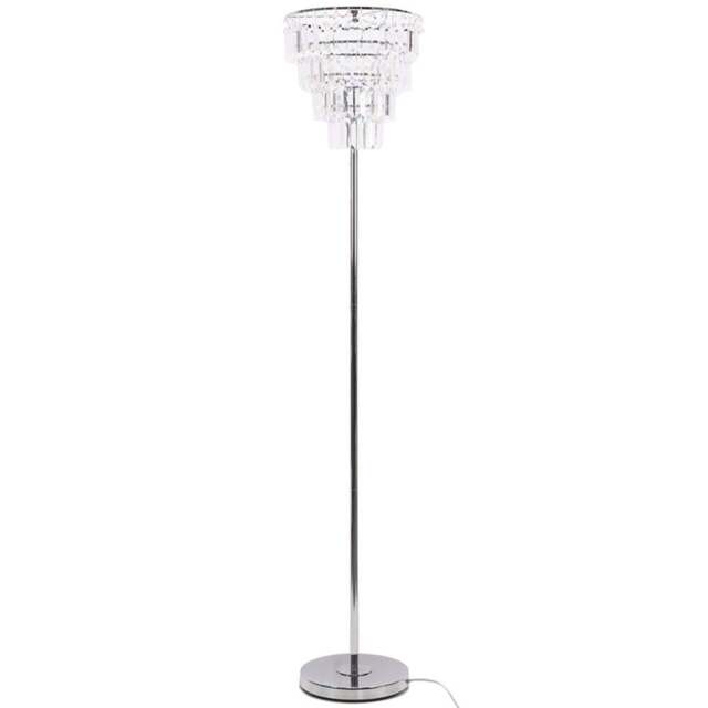 ValueLights Kelsks Clear Acrylic Jewel Droplet Chrome Floor Lamp with LED Bulb - Size: 150.5 x 30 x 30cm - Silver - Wilko - image 1
