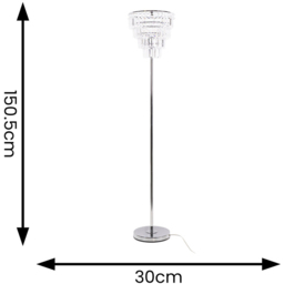 ValueLights Kelsks Clear Acrylic Jewel Droplet Chrome Floor Lamp with LED Bulb - Size: 150.5 x 30 x 30cm - Silver - Wilko - thumbnail 7
