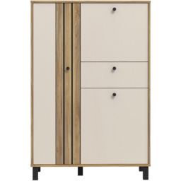 Florence Grafton 3 Door Single Drawer Cream and Oak Sideboard - Size: 131.8 x 88.1 x 42cm - Multi - Furniture To Go - Wilko - thumbnail 4