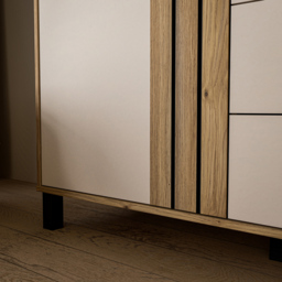Florence Grafton 3 Door Single Drawer Cream and Oak Sideboard - Size: 131.8 x 88.1 x 42cm - Multi - Furniture To Go - Wilko - thumbnail 6
