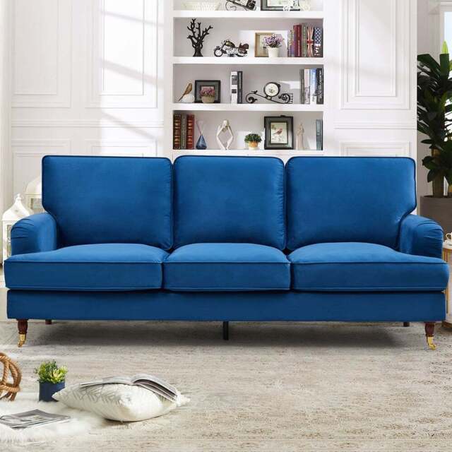 Woodbury 3 Seater Blue Velvet Sofa - Artemis Home - Wilko - image 1
