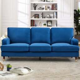 Woodbury 3 Seater Blue Velvet Sofa - Artemis Home - Wilko - thumbnail 1