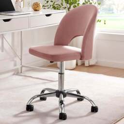 Furniturebox Courtez Pink Velvet and Silver Office Chair - Size: 54 x 46 x 54cm - Wilko - thumbnail 1