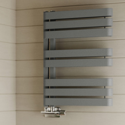 Terma Warp S Salt n Pepper Heated Towel Rail 1535 BTU 655 x 500mm - Size: 65.5 x 50 x 11.2cm - Grey - Wilko - thumbnail 3