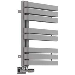Terma Warp S Salt n Pepper Heated Towel Rail 1535 BTU 655 x 500mm - Size: 65.5 x 50 x 11.2cm - Grey - Wilko