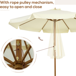 Outsunny Beige Detachable Pole Rope Pully Parasol 3.3m - Cream - Wilko - thumbnail 6