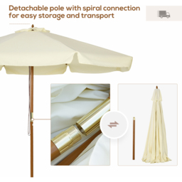Outsunny Beige Detachable Pole Rope Pully Parasol 3.3m - Cream - Wilko - thumbnail 5