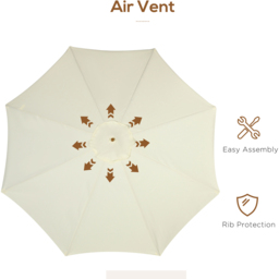 Outsunny Beige Detachable Pole Rope Pully Parasol 3.3m - Cream - Wilko - thumbnail 7