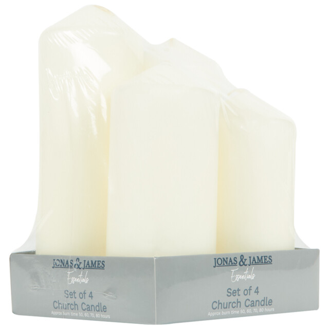 Set of 4 White Church Candles White - Wilko - image 1